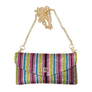 Gold Multicolor Rhinestone Pave Fanny Pack Crossbody Belt Bag